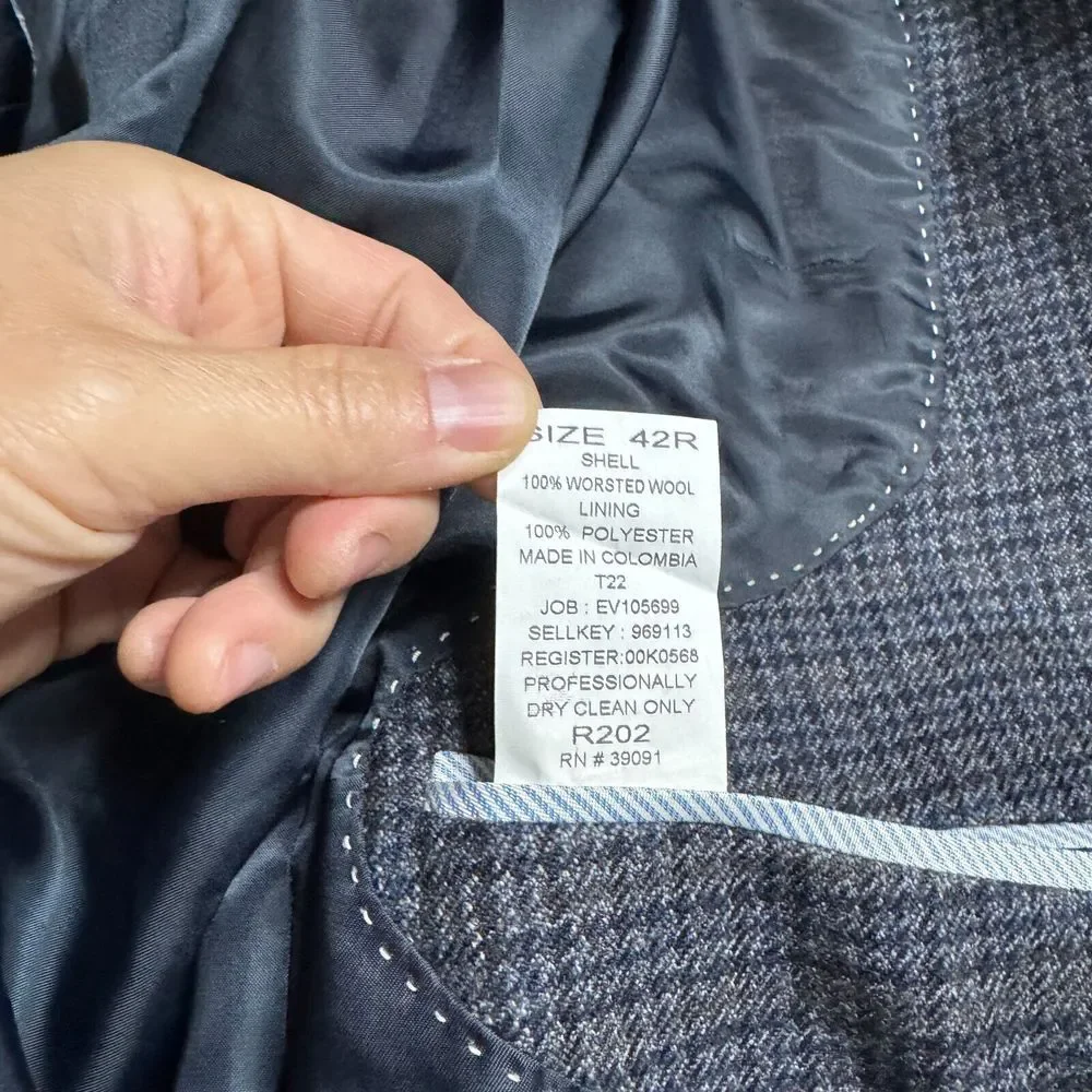 Tommy Hilfiger 42R Blazer‎ Sport Coat Mens Gray Check Wool